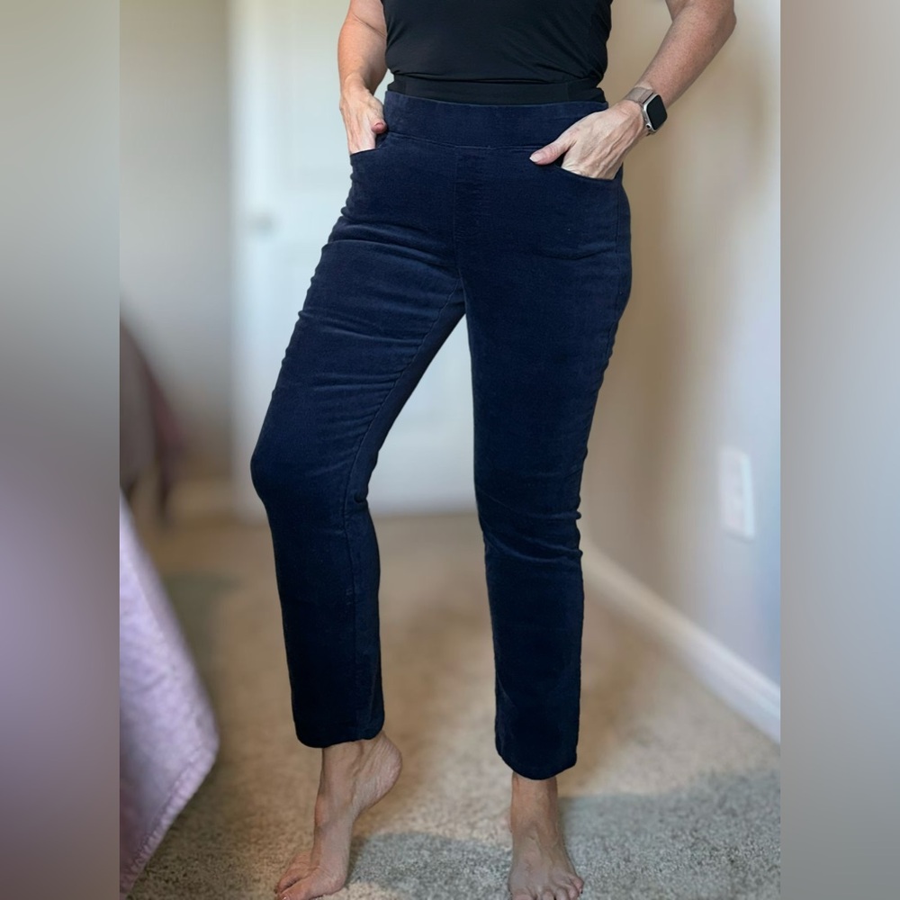 Navy Denim & Co. Regular Soft Stretch Velvet Straight Leg Pant